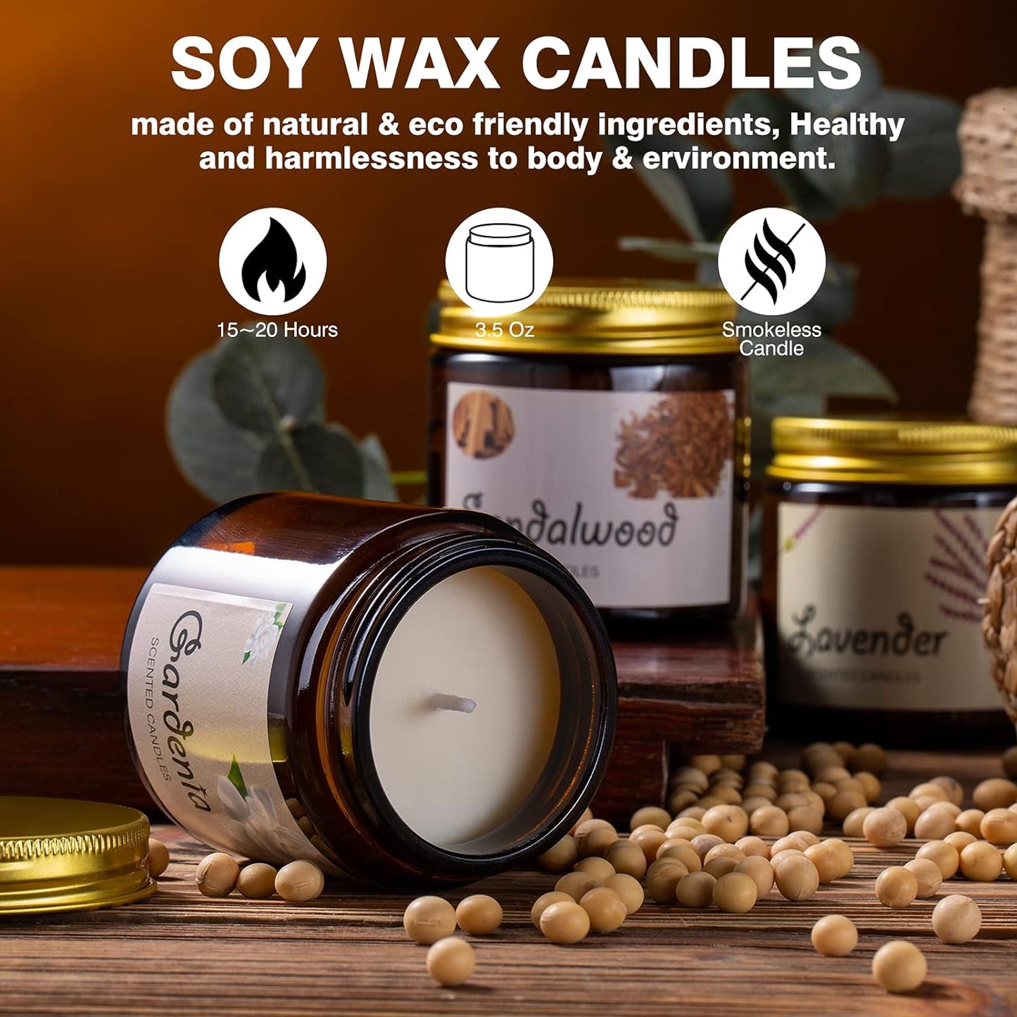 Scented Candles, Soy Wax Candles Gift Set, Jar Candles for Women, Premium Long Lasting Aromatherapy Candles for Home Birthday Holiday Party, 6 Pack