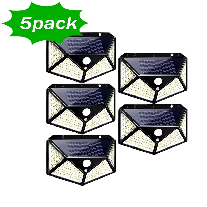 LED Solar Wall Lamp with Motion Sensor, 4 Sides, Luminous, Waterproof, Outdoor, Garden, Courtyard, 100 LED, 1-12Pcs