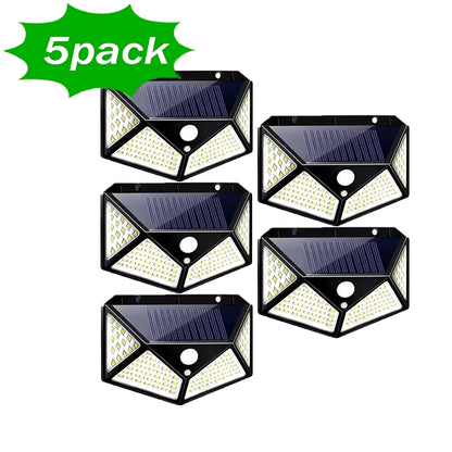 LED Solar Wall Lamp with Motion Sensor, 4 Sides, Luminous, Waterproof, Outdoor, Garden, Courtyard, 100 LED, 1-12Pcs