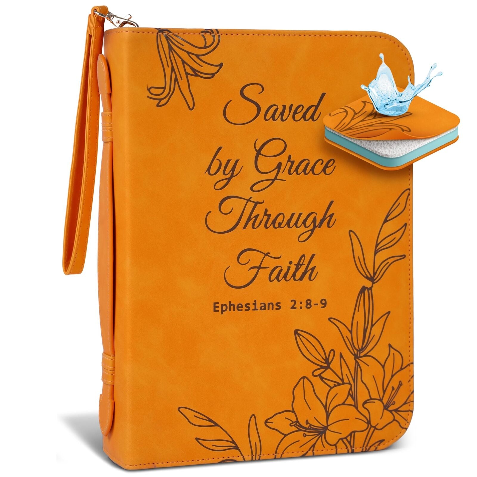 Large Bible Cover Case for Women (11"X8"X2.5") PU Leather Bible Cover for Gir...