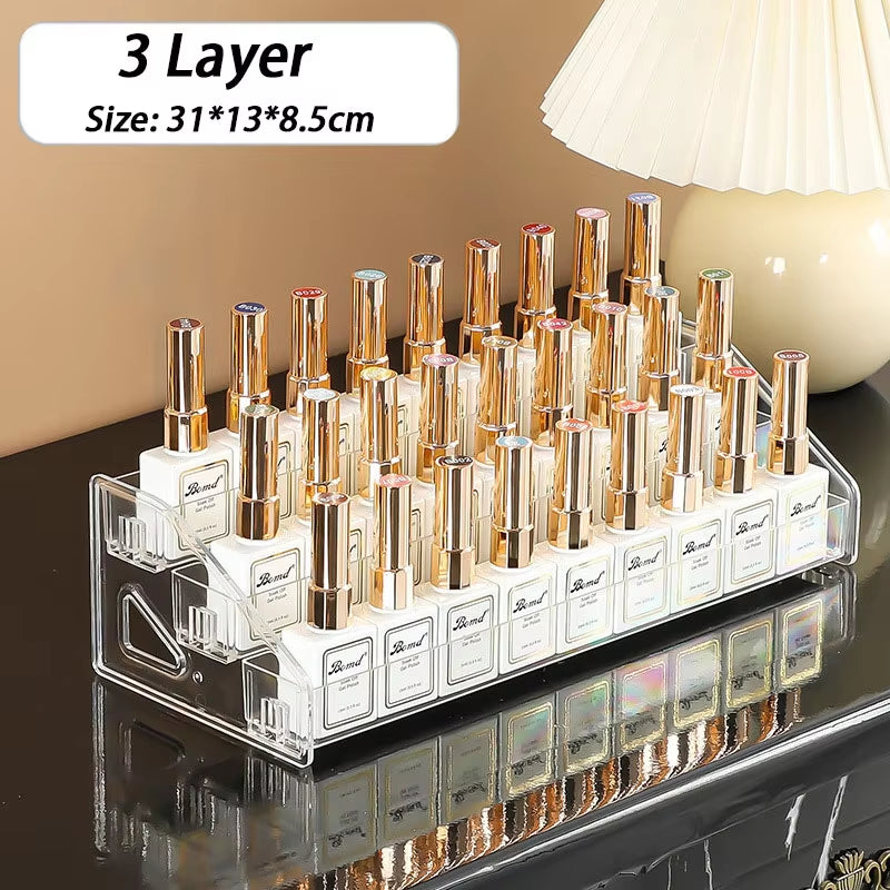 1/3/4/5/6/7 Layers Acrylic Nail Polish Display Organizer Gel Shelf Quick Install Cosmetic Rack Jewelry Stand Manicure Storage