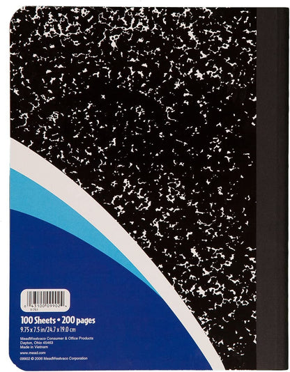 Primary Composition Notebook, Wide Ruled Paper, Grades K-2 Writing Workbook, 9-3/4" X 7-1/2", 100 Sheets, Blue Marble (09902)