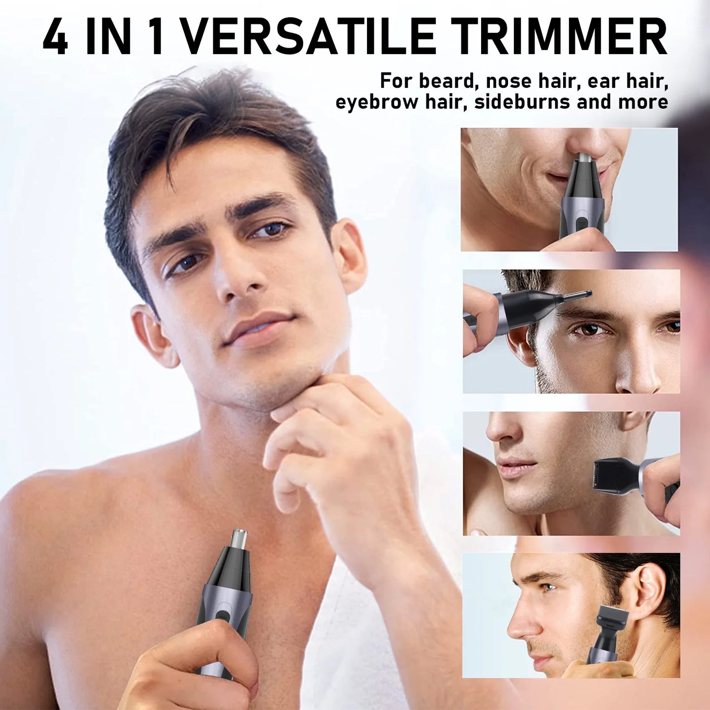 Nose Hair Trimmer for Men Rechargeable Eyebrow Beard Trimmer Waterproof