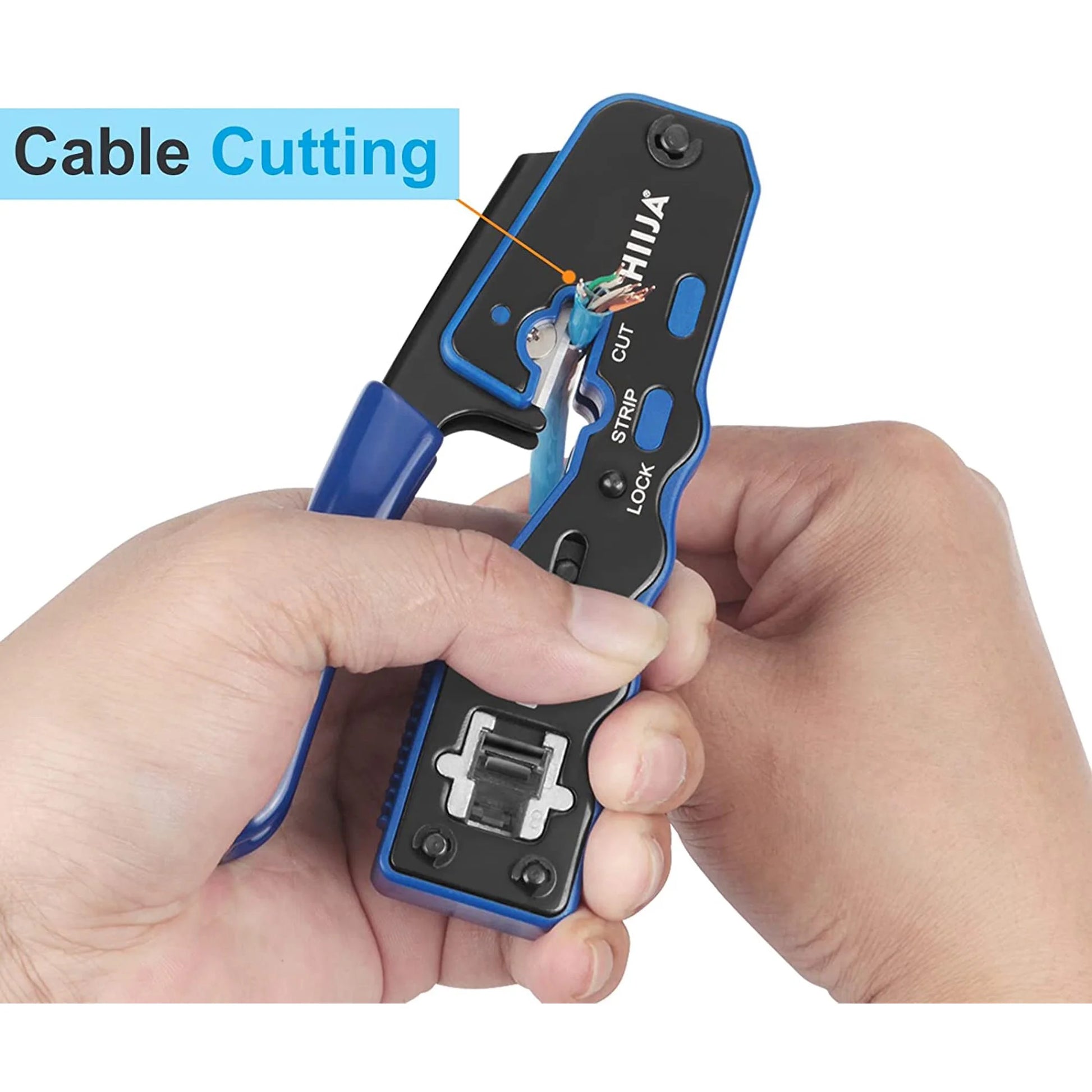 RJ45 Crimp Tool Kit, RJ45 Crimper Cat6 Crimping Tool Ethernet Crimper with 50PCS Cat5E Cat6 Connectors, 50PCS Covers