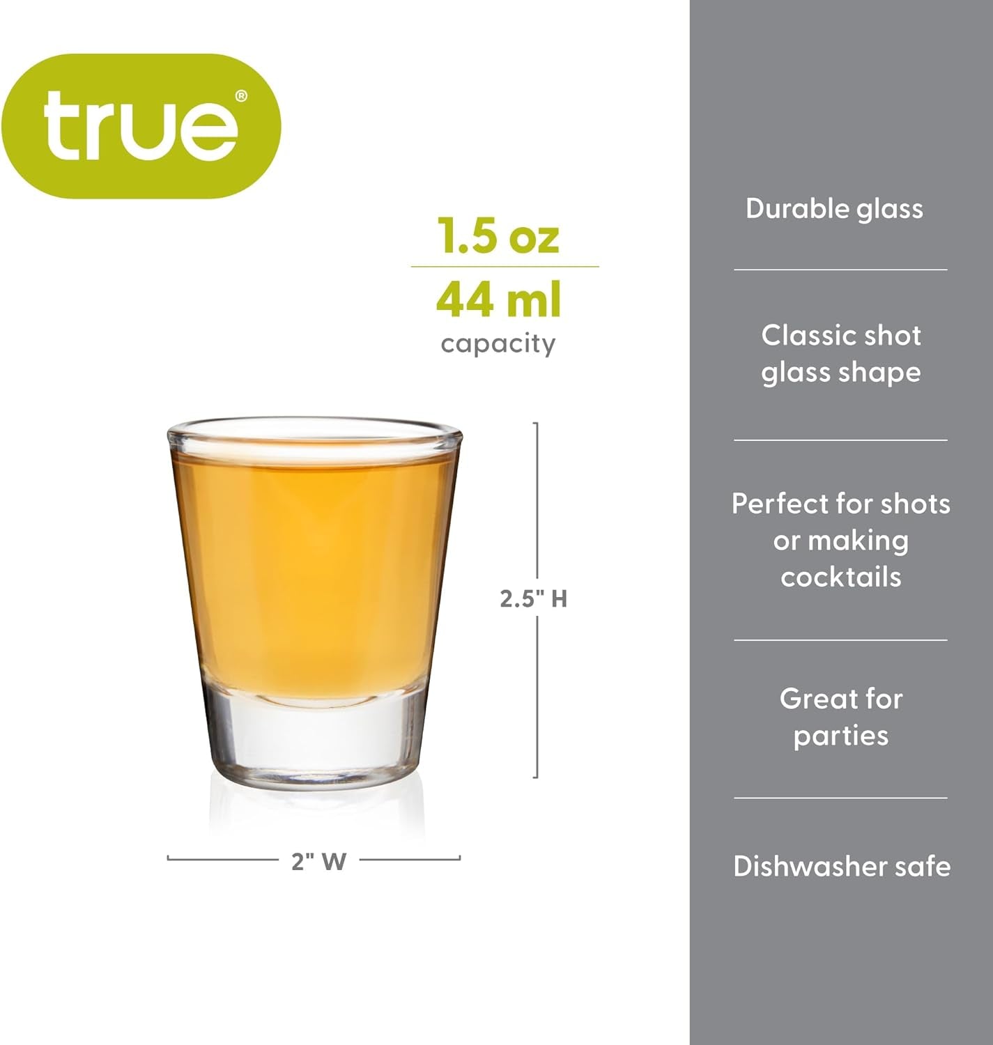 Classic Shot Glass, Plain Shot Glasses Perfect for Tequila and Whiskey, Reusable Measuring Shot Glass, Set of 1, 1.5 Oz.