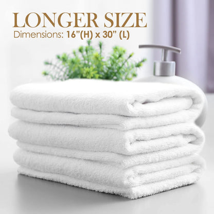 Premium Cotton Bath Hand Towels for Home, Hotel & Spa, 12-Pack White