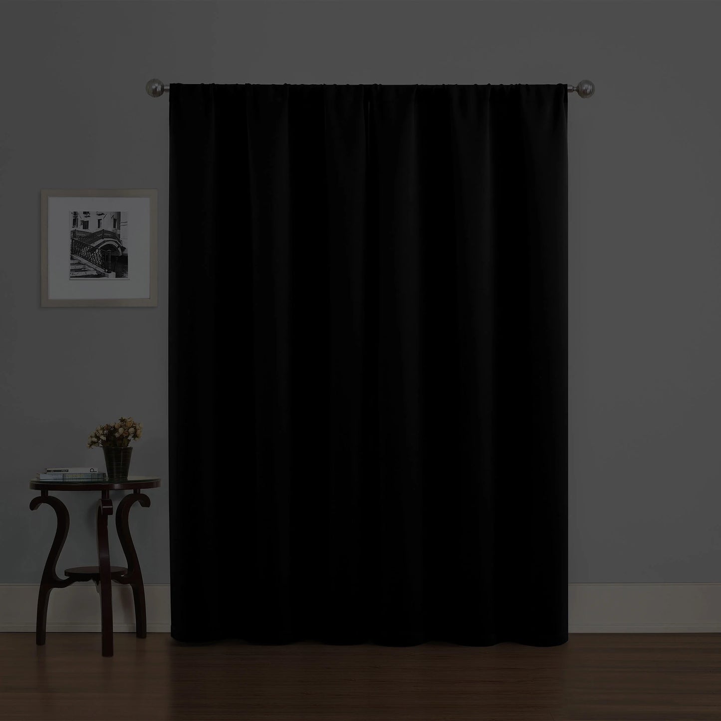 (3 Pack)  Phoenix Solid Blackout Curtain, Panel Pair, Black, 37"W X 84"L