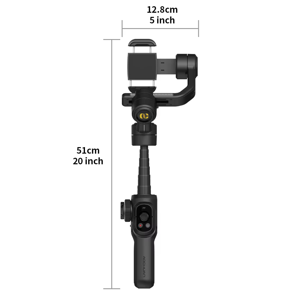 AOCHUAN Smart AI Face Tracking S2 Handheld Gimbal Stabilizer PTZ with Extendable Rod with Fill Light for Phone Tiktok Vlog Video