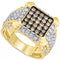 Men'S White Diamond (1-1/3 Ct. T.W.) & Brown Diamond (7/8 Ct. T.W.) Cluster Ring in 10K Gold