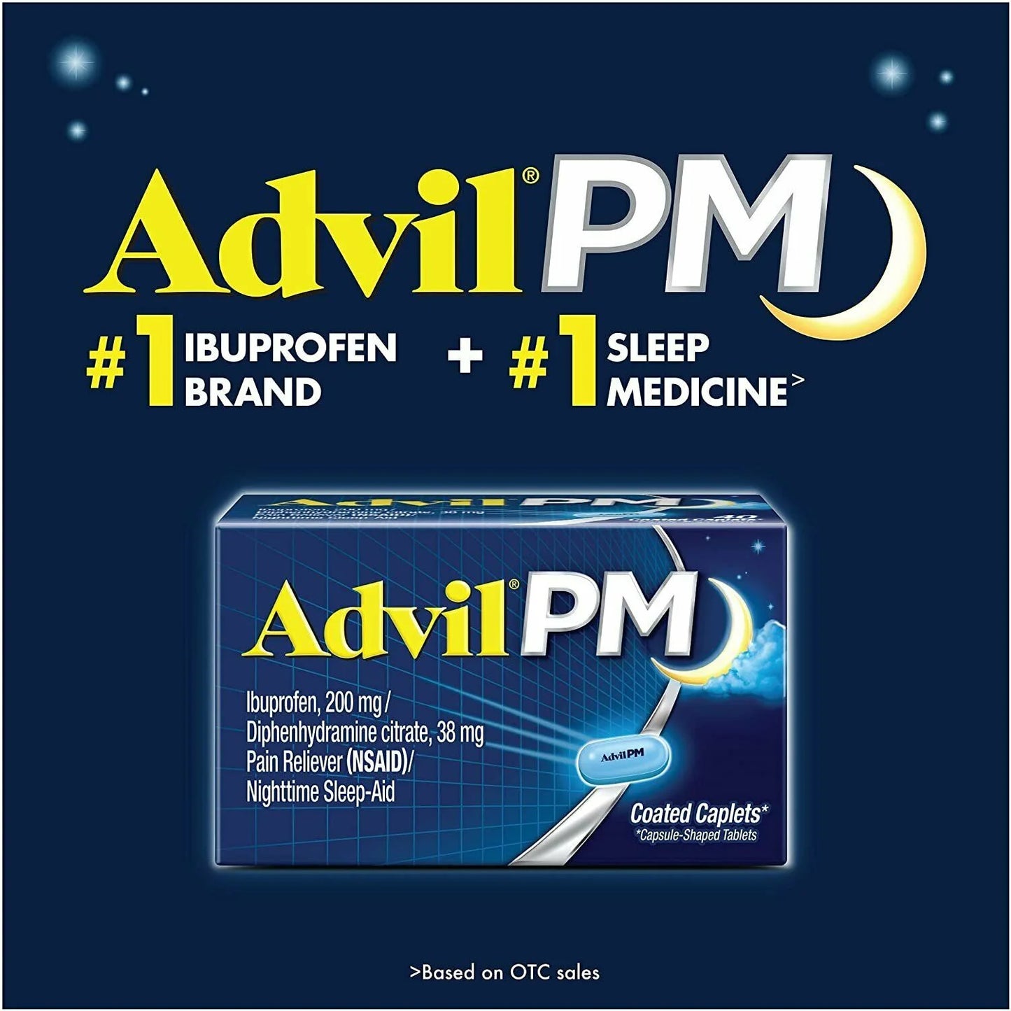 PM Pain Reliever/Nighttime Sleep Aid Ibuprofen Safe Effective, 2-Pack