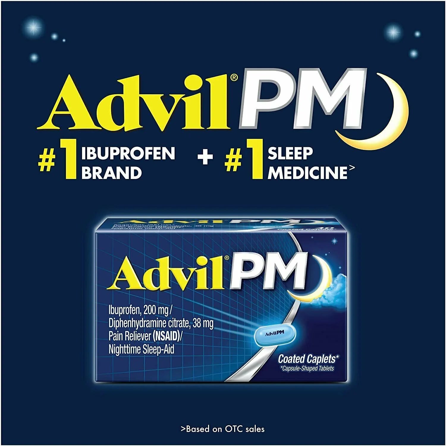 PM Pain Reliever/Nighttime Sleep Aid Ibuprofen Safe Effective, 2-Pack