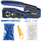 RJ45 Crimp Tool Kit, RJ45 Crimper Cat6 Crimping Tool Ethernet Crimper with 50PCS Cat5E Cat6 Connectors, 50PCS Covers