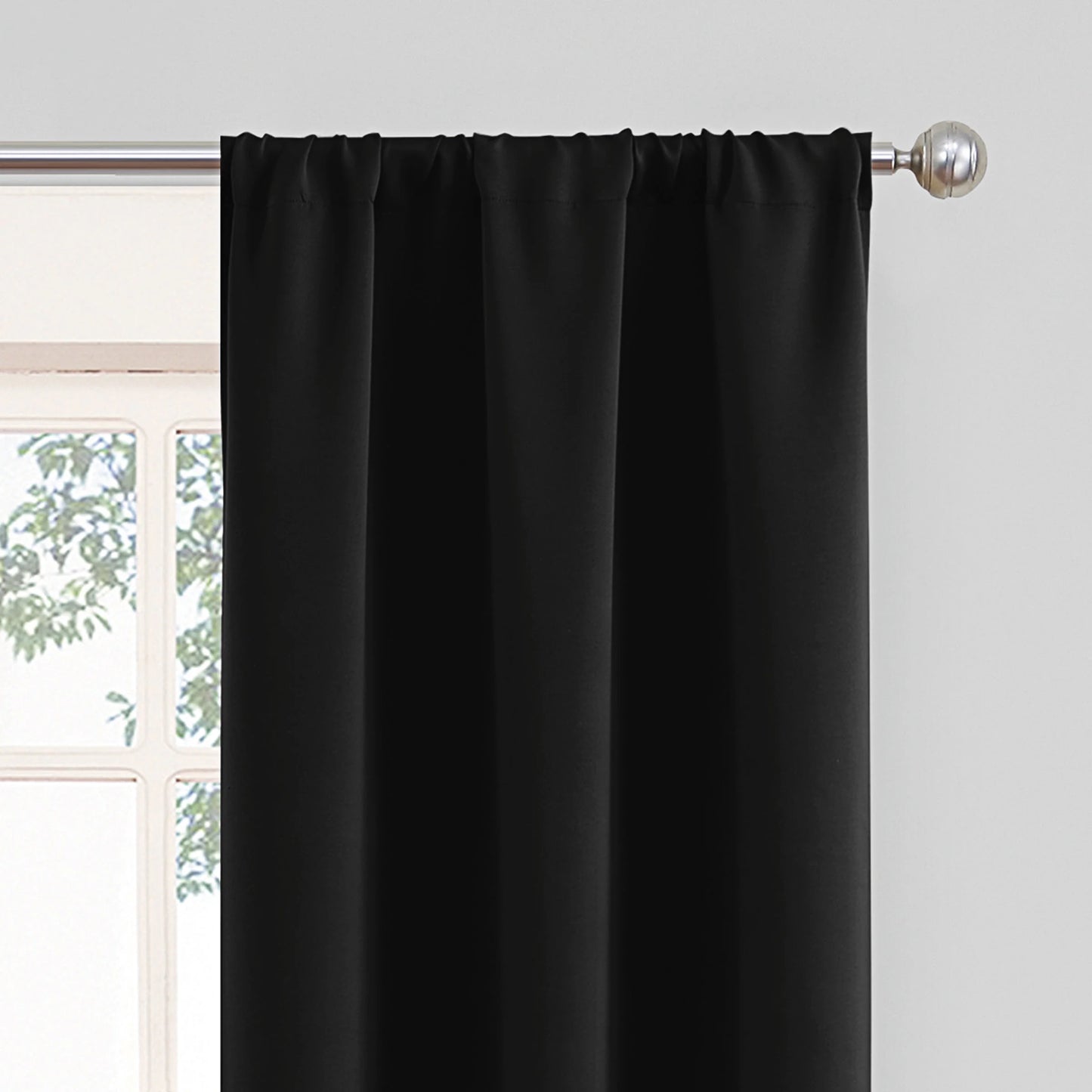 (3 Pack)  Phoenix Solid Blackout Curtain, Panel Pair, Black, 37"W X 84"L