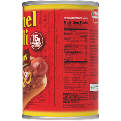 (3 Pack)  Chili No Beans, Shelf-Stable, 38 Oz Steel Can