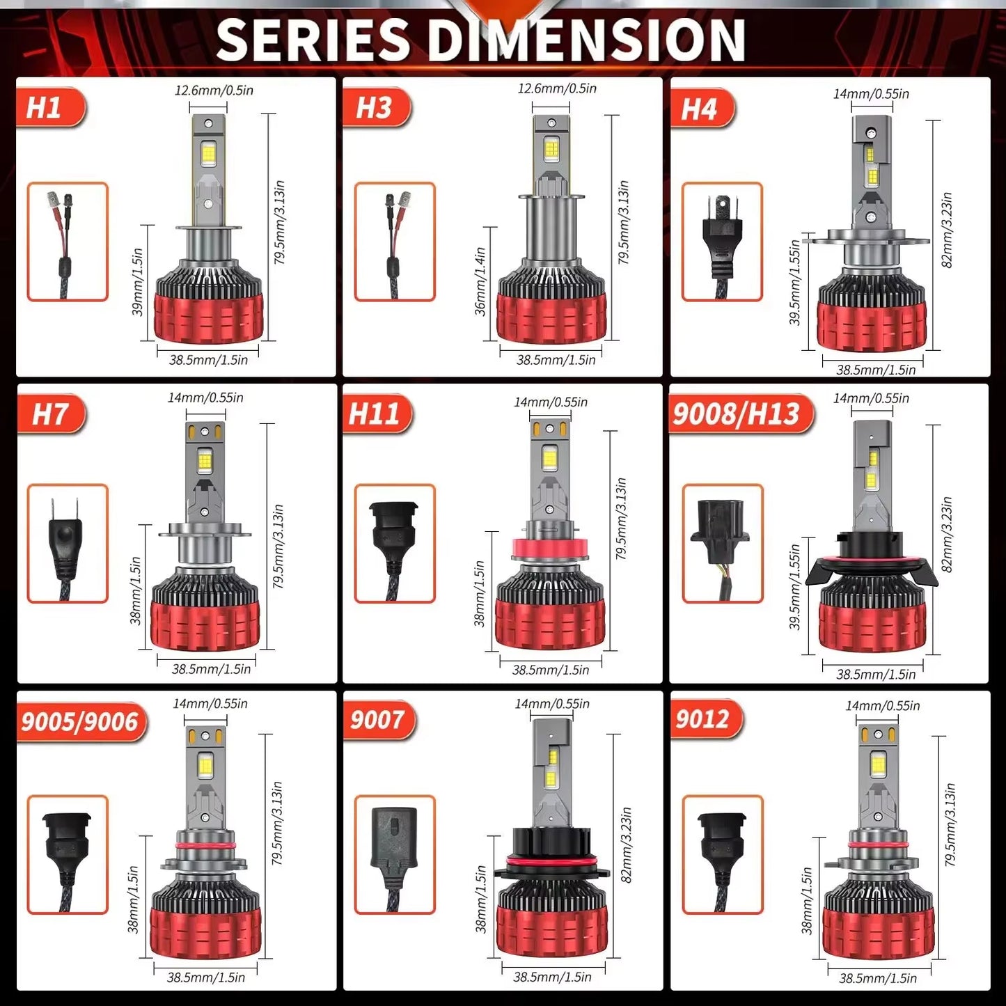 ACTVTCA 1700W 2000000LM H4 H7 LED Headlights 6000K Headlamp H1 Led H11 H8 H3 HB3 9005 HB4 9006 9007 9008 H13 9012 H9 Car Lights