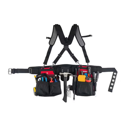 Contractors 2-Bag Work Tool Belt with Suspenders