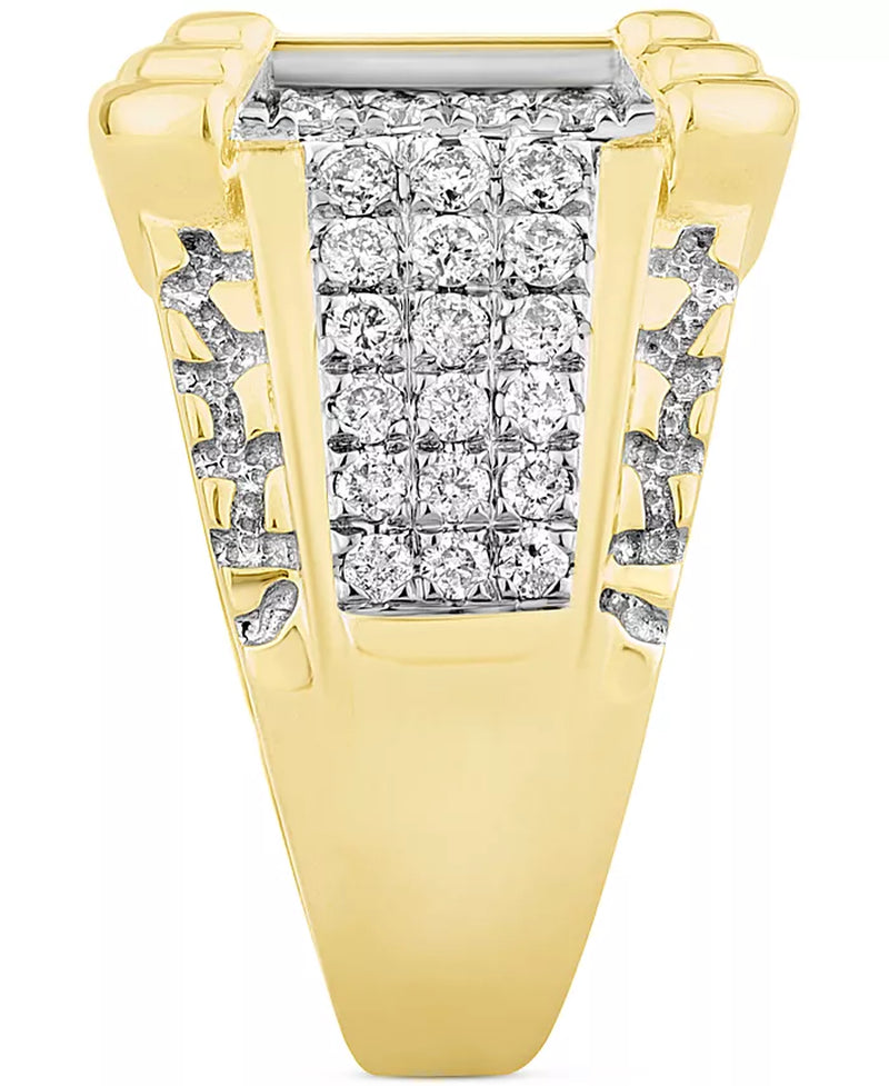 Men'S White Diamond (1-1/3 Ct. T.W.) & Brown Diamond (7/8 Ct. T.W.) Cluster Ring in 10K Gold