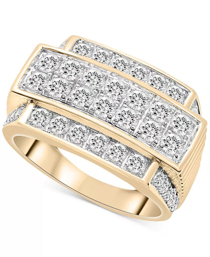 Men'S Diamond Multirow Two Level Cluster Ring (2 Ct. T.W.) in 10K Gold