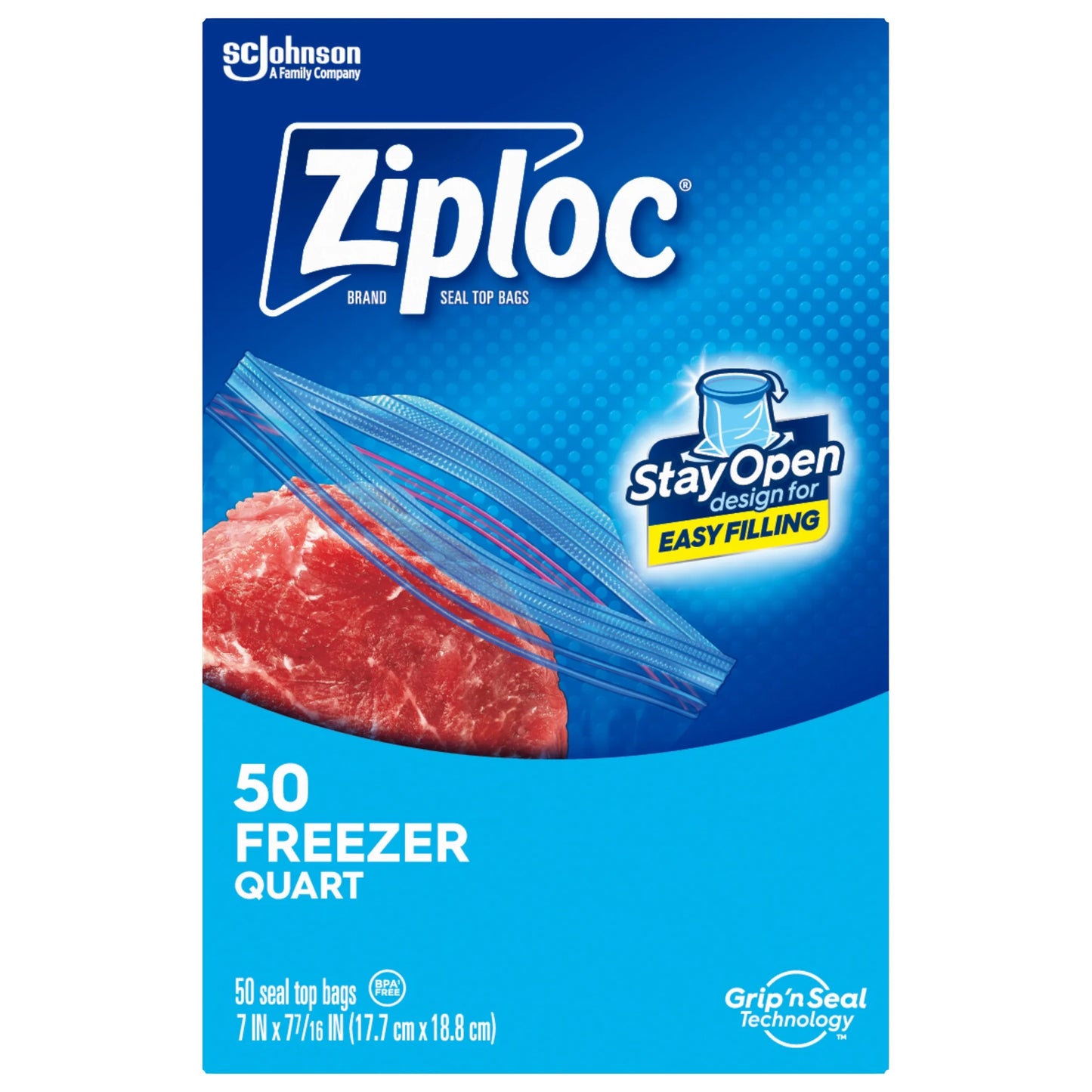 Brand Freezer Bags, with Grip 'N Seal Technology, Quart, 50 Count