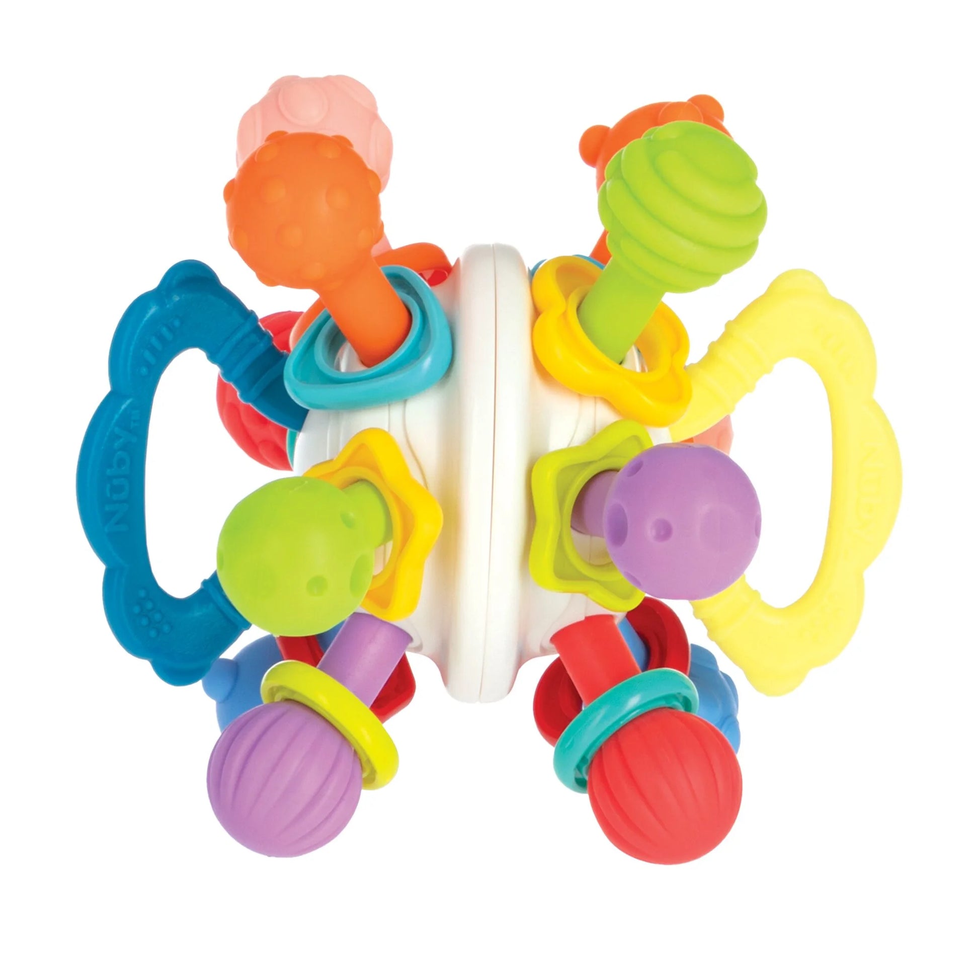 Textured Twist Ball Baby Teether Toy with Colorful Rattle