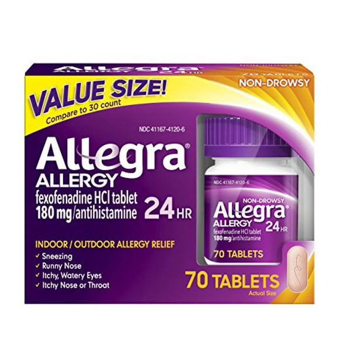 24 Hour Allergy Relief Tablets 180 Mg 70 Count