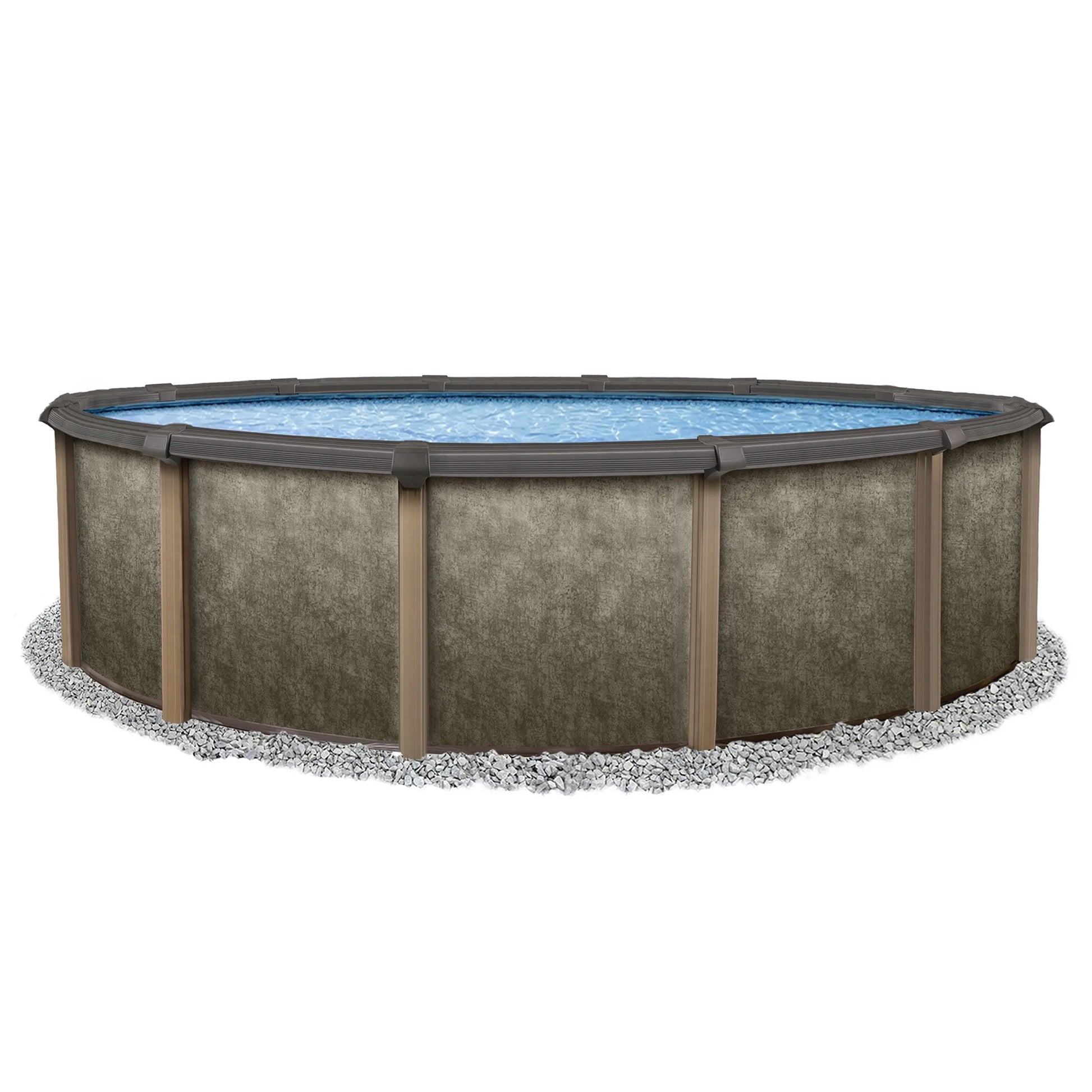 Riviera 27-Ft round 54-In Deep 8-In Top Rail Metal Wall Swimming Pool Package