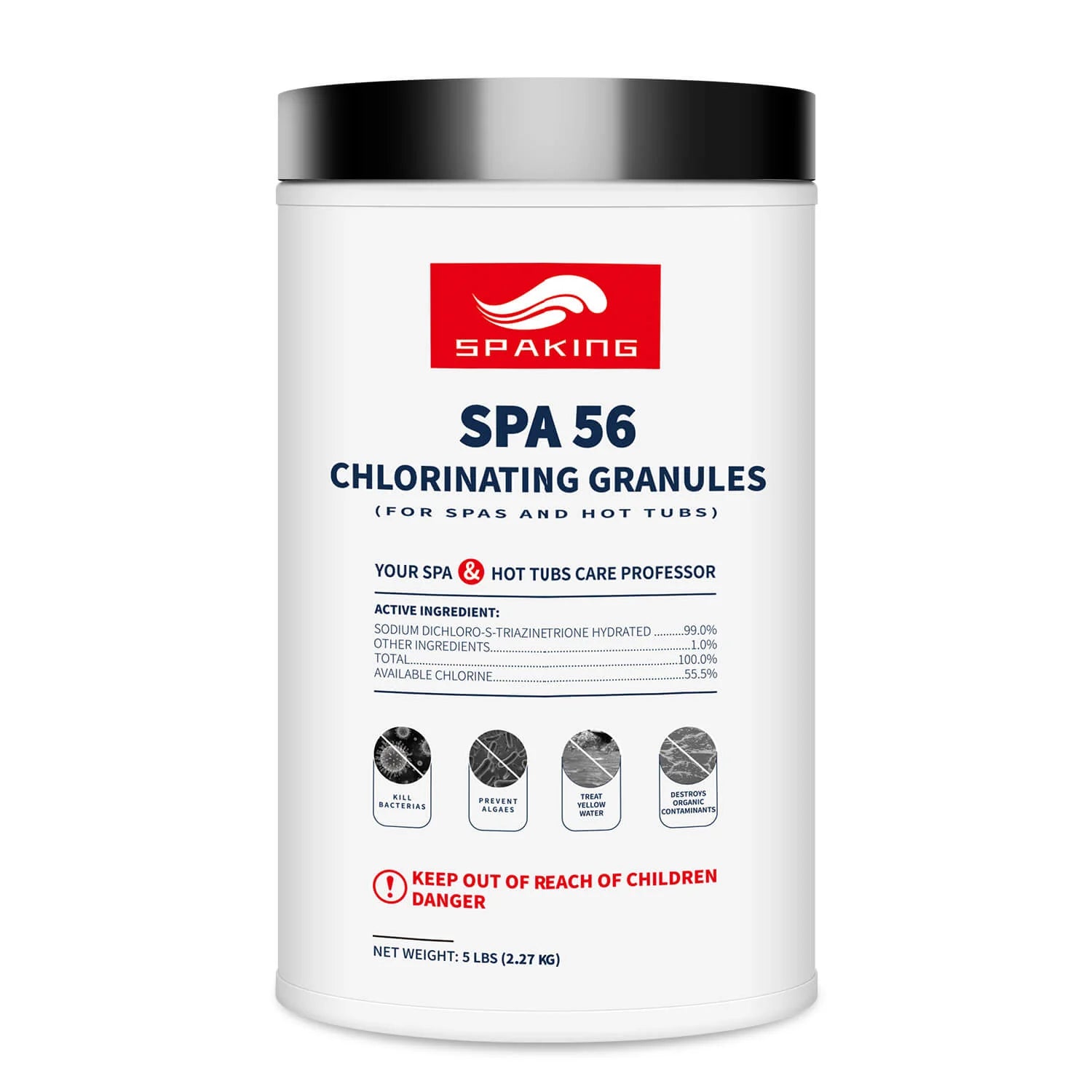 Chlorine Granules Pool Shock for Hot Tubs, Pools and Spas, Fast-Acting