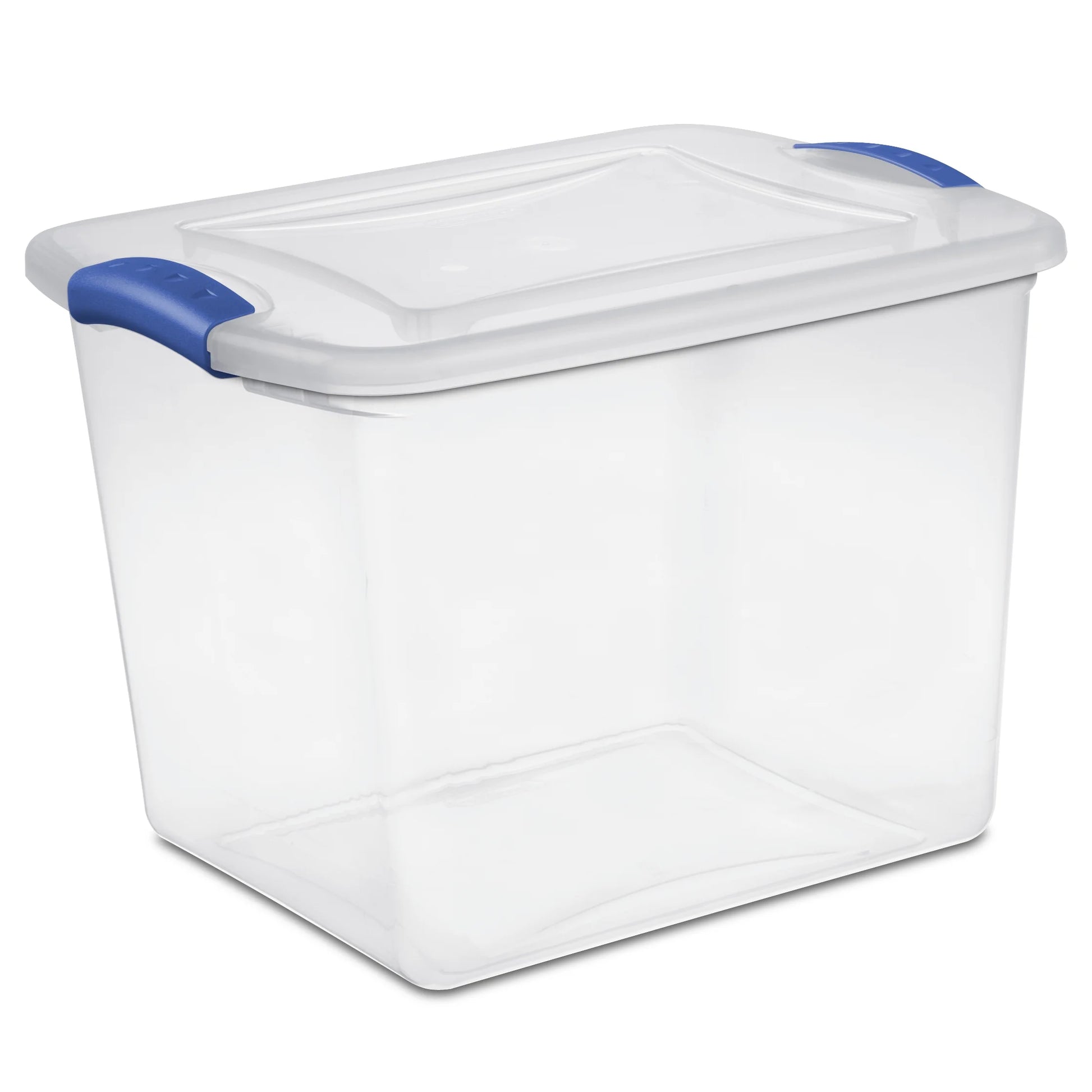 (2 Pack)  27 Qt. Clear Plastic Storage Bin, Clear Plastic Storage Container with Lid and Blue Latches