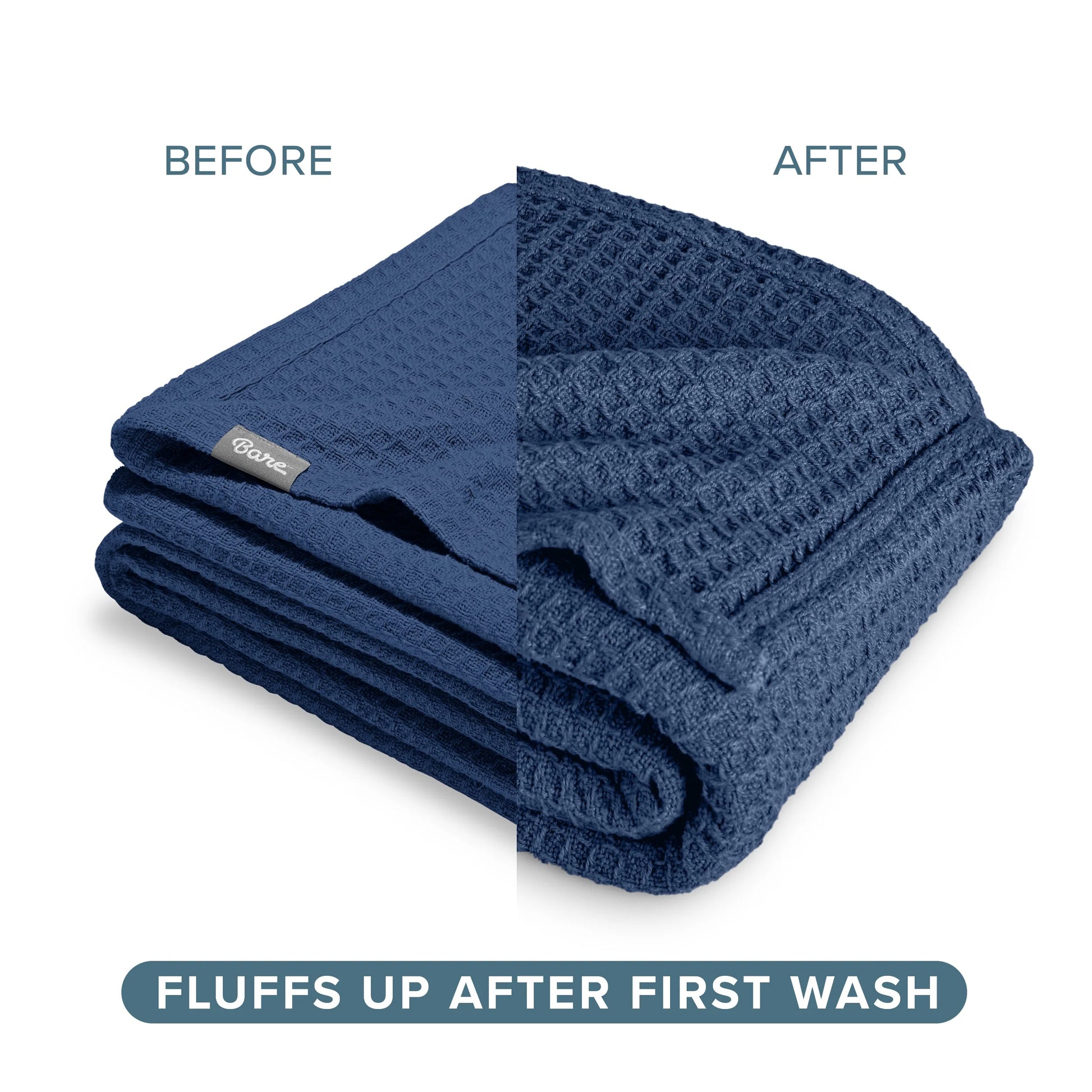 Waffle Blanket - 100% Cotton - Lightweight & Breathable - Full/Queen, Dark Blue