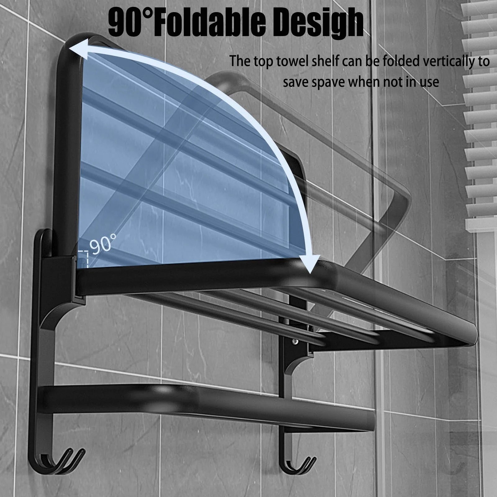 Towel Rack for Bathroom Towel Holder for Bathroom Wall Mounted,Black Towel Bar Storage