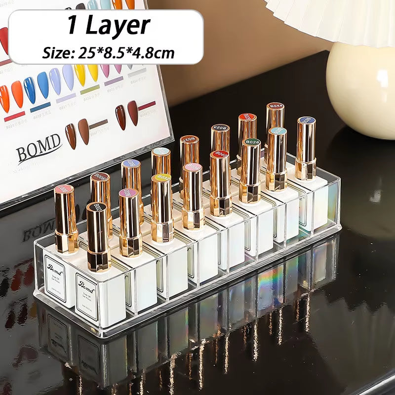 1/3/4/5/6/7 Layers Acrylic Nail Polish Display Organizer Gel Shelf Quick Install Cosmetic Rack Jewelry Stand Manicure Storage