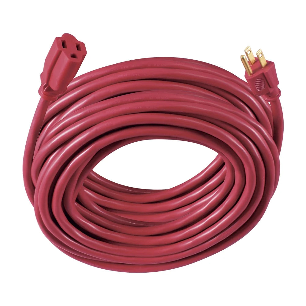 50FT 14AWG 3 Prong Red for Indoor and Outdoor Use Extension Cord, 15 Amps