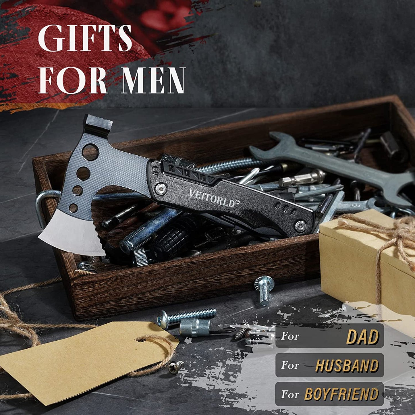 Gifts for Men Dad Husband, Unique Anniversary Birthday Gifts Idea for Men Him, Multitool Axe Hammer Camping Accessories, Survival Gear and Equipment, Cool Hunting Fishing Hiking Presents