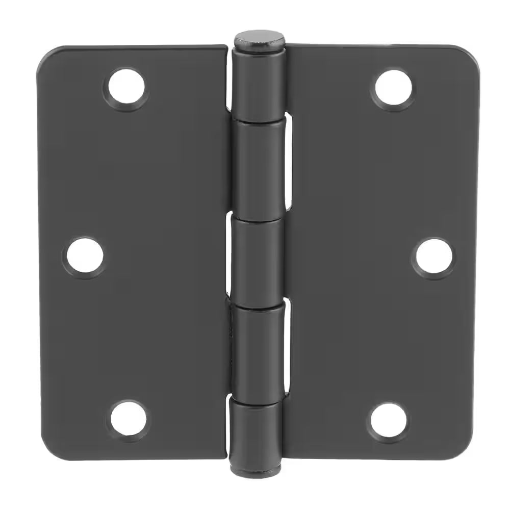 3-1/2 In. X 1/4 In. Radius Matte Black Squeak-Free Door Hinge