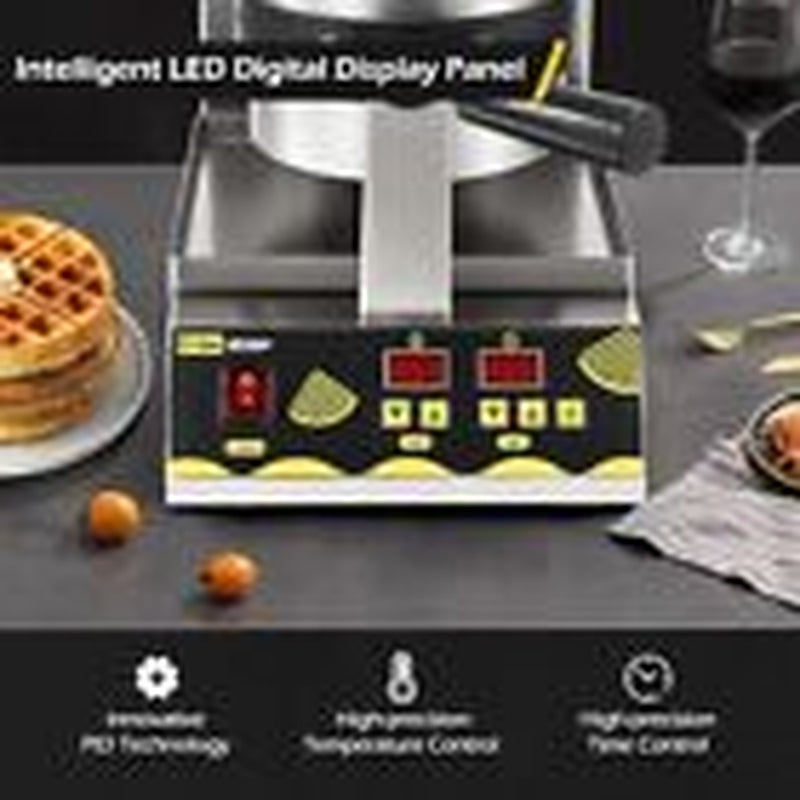 Belgian Waffle Maker Commercial Intelligent round Waffle Maker Rotating 180°