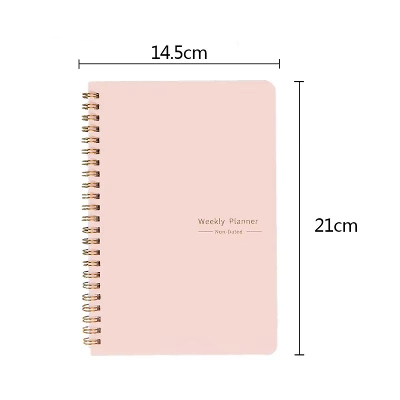 2025 Weekly Planner Undated Spiral Agenda A5 Notebook Planner Pouch 52 Weeks Planner Schedules Stationery Office School Supplies