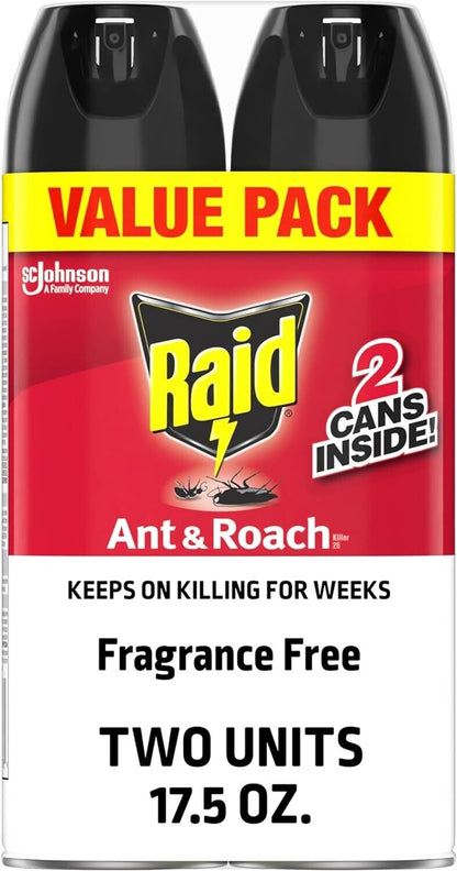 Raid® Ant & Roach Killer 26, Fragrance-Free Bug Spray, Pack of 2 or Pack of 12.