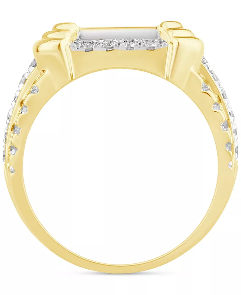 Men'S White Diamond (1-1/3 Ct. T.W.) & Brown Diamond (7/8 Ct. T.W.) Cluster Ring in 10K Gold