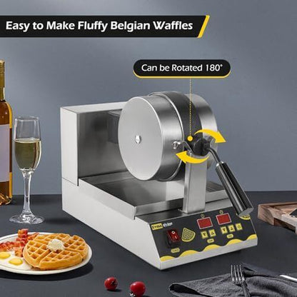 Belgian Waffle Maker Commercial Intelligent round Waffle Maker Rotating 180°