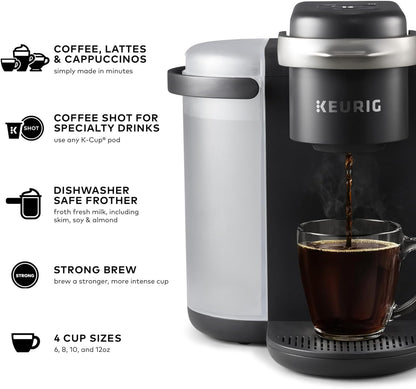 K-Cafe K-Duo Single Serve Coffee, Latte and Cappuccino Maker, Dark Charcoal