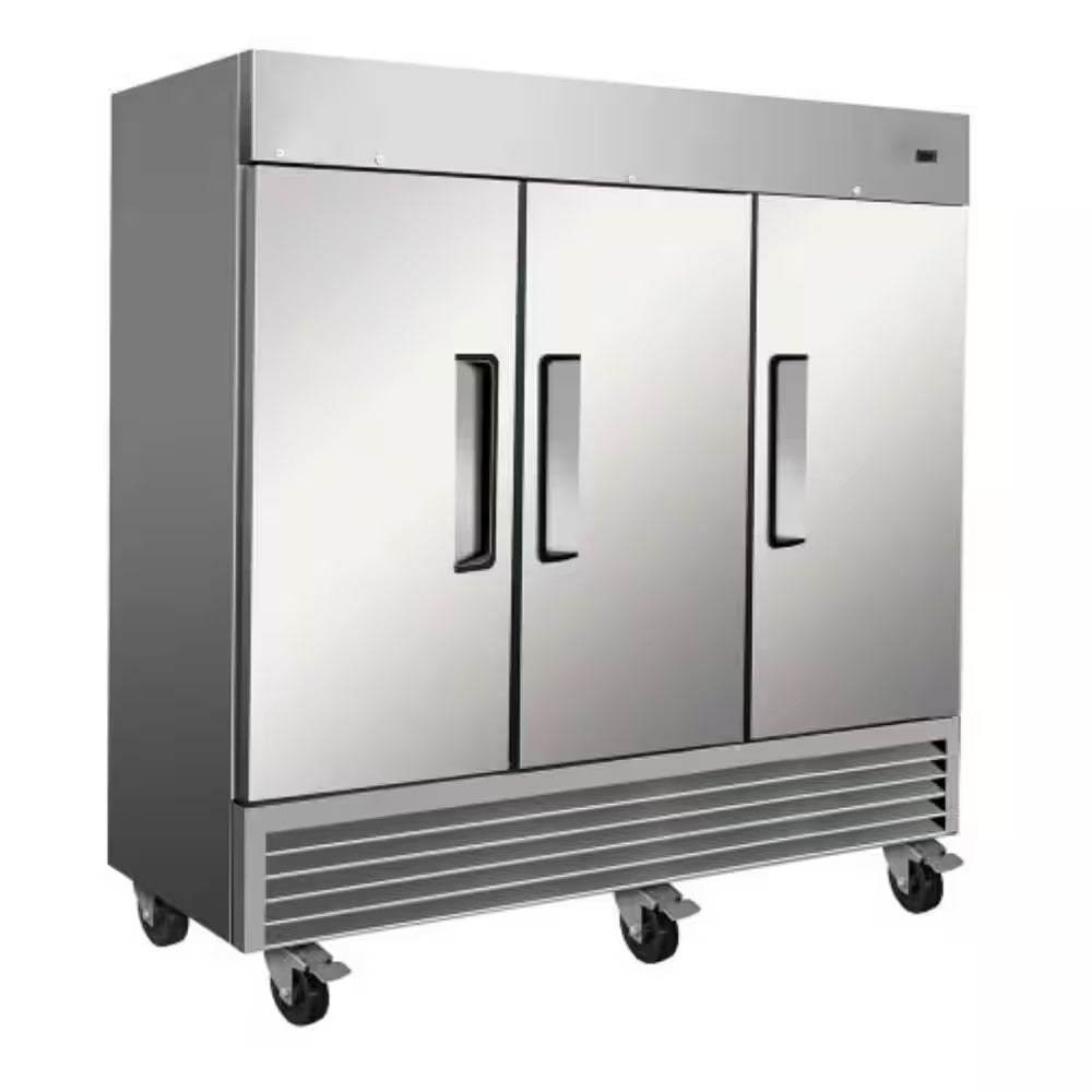 81 In. W 72 Cu. Ft. Auto / Cycle Defrost 3-Door Commercial Upright Reach-In Freezer in Stainless Steel