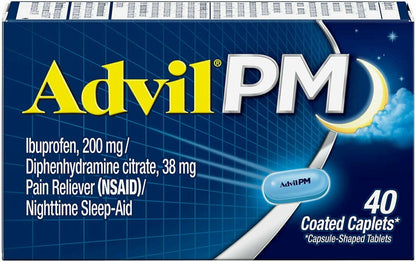 PM Pain Reliever/Nighttime Sleep Aid Ibuprofen Safe Effective, 2-Pack