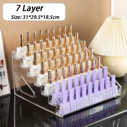 1/3/4/5/6/7 Layers Acrylic Nail Polish Display Organizer Gel Shelf Quick Install Cosmetic Rack Jewelry Stand Manicure Storage