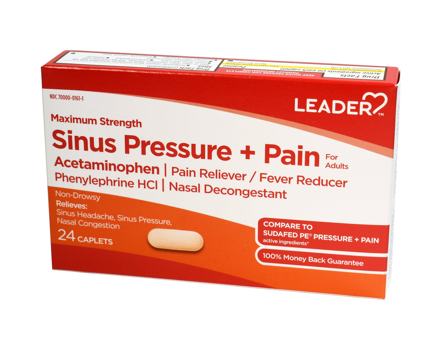 Sinus Pain Allergies or Cold Max Strength Caplets, Acetaminophen Pain Reliever 24 Count