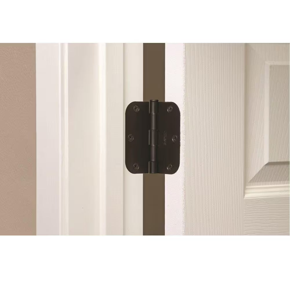 3-1/2 In. X 1/4 In. Radius Matte Black Squeak-Free Door Hinge