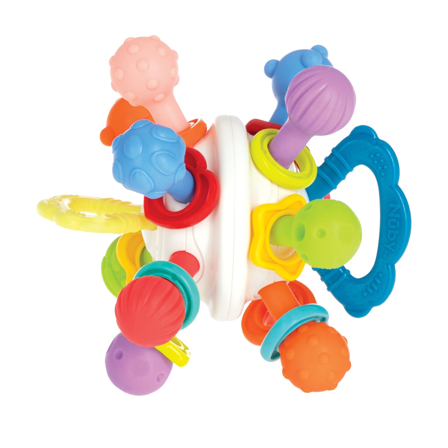 Textured Twist Ball Baby Teether Toy with Colorful Rattle