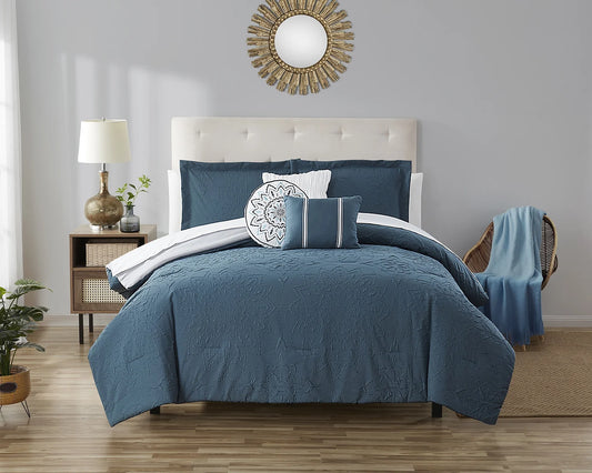 Ezra 10-Piece Teal Medallion Bed in a Bag, King