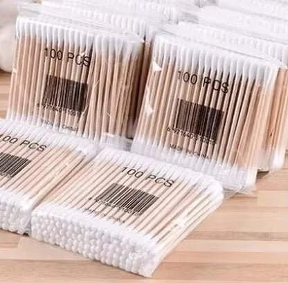 500Pcs Double Head Wood Cotton Swab Nose Ears Cleaning Women Makeup Tools Lipstik Cotton Buds Tip Sticks Bastoncillos Oidos