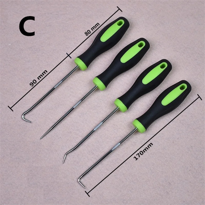 4Pcs Car Auto Vehicle Oil Seal Screwdrivers Set O Ring Removal Tool Gasket Puller Long Remover Tool Set Auto Car Pick and Hook