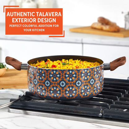 4.8 Qt Nonstick Aluminum Talavera Design Dutch Oven with Cool Touch Handle